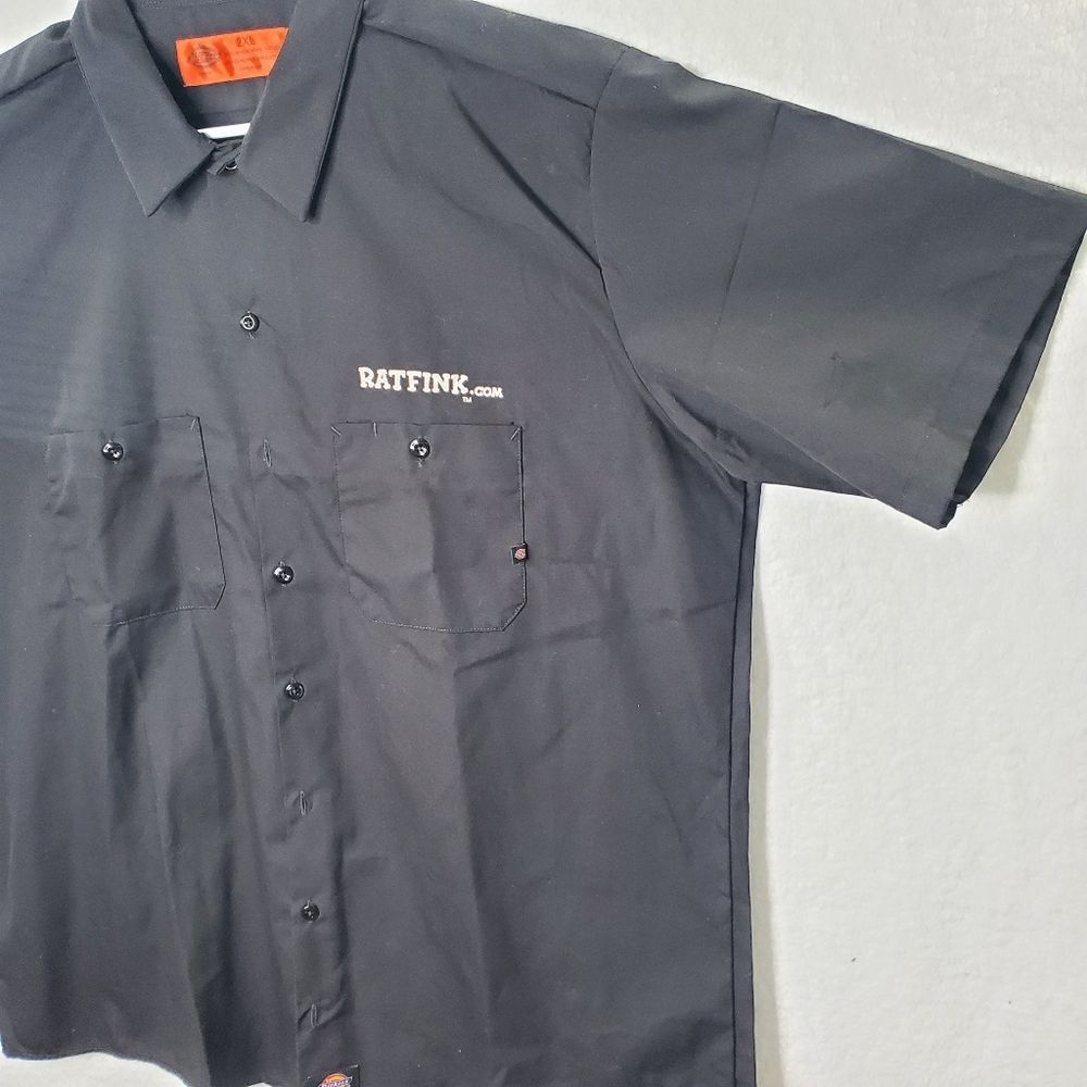 Dickies Rat Fink Mechanic Shirt Mens Black Size 2XL - Picture 9 of 13